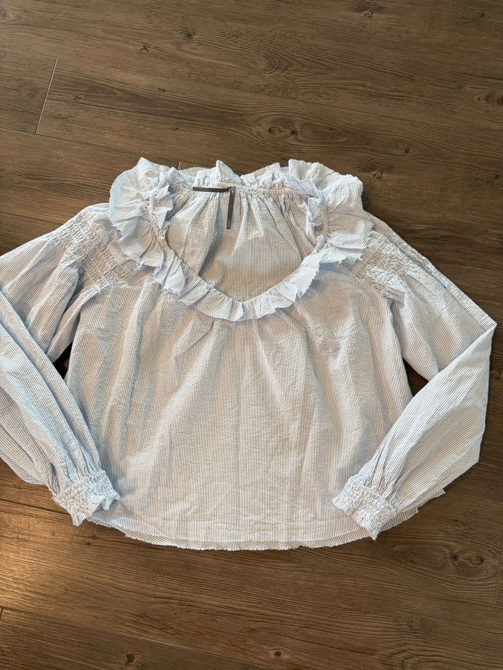 Anthropologie Striped Ruffle Blouse Size Small